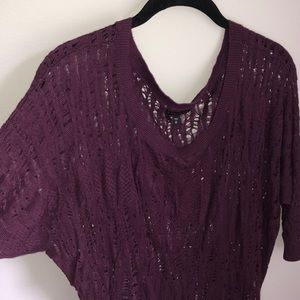 Plum Mesh See-Through Sweater
